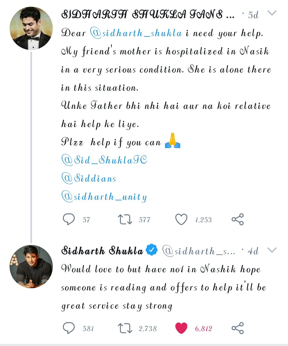 * Being a celeb its really hard to take care all of ur fans or to help them but Sidharth did everythng he could do whn any of his fans needed help.He is always there to help who needs no matter what n I know he will continue to give support to his fans  #ProudToStanSidharth