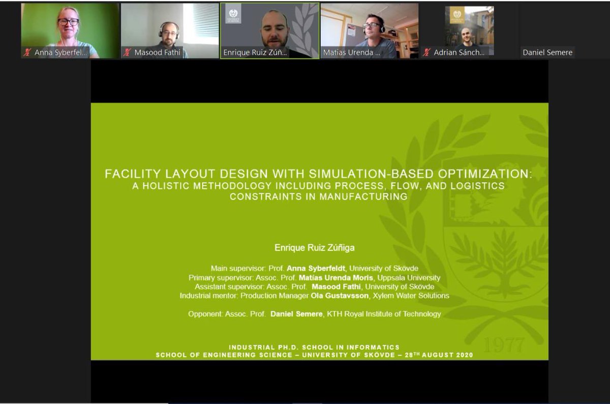Pre-doc seminar today by Enrique Ruiz <a href="/INGSkovde/">Sch. of Engineering</a> <a href="/HogskolanSkovde/">Högskolan i Skövde</a>  on the topic ”Facility Layout Design with Simulation-Based Optimization”