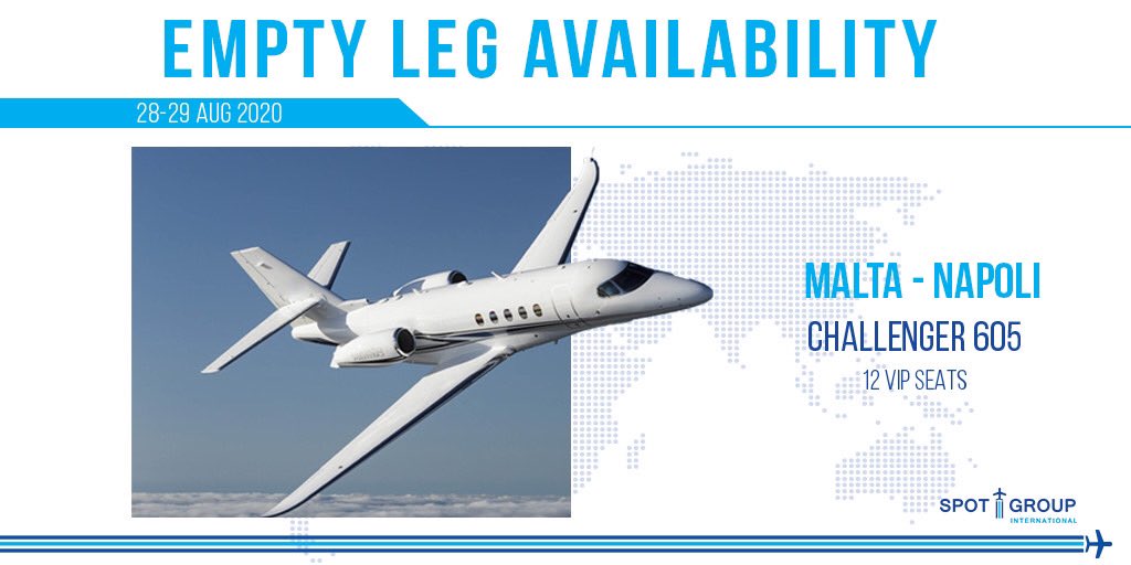 Spot_Group's tweet photo. Fly onboard of #Legacy605 from #Malta to #Napoli.
For more available flights, head to https://t.co/YJpXsw2Pyf
or contact our sales team: sales@flyspotair.com
#emptyleg #jetavailability #SpotGroup https://t.co/qo0CBFj4VO
