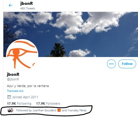Por último analizamos a JbonR, como el resto seguidas por JuanFra y Yusnaby, mayoría del contenido de España, entre otras cuentas de fake news y apología al fascismo, y también de apoyo a Trump.