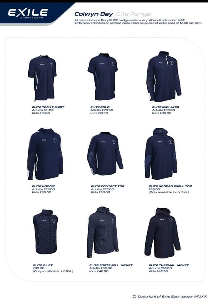 colwynbayrugby's tweet photo. ***KIT ORDERS***
Anyone wishing to order new kit ahead of the coming season please see pictures below and get in touch 🏉 
Email:Tracy.hughes5@icloud.com any orders or enquiries you may have. 
Alternatively I will be at the club from 2pm tomorrow and the  bar 🍻 will be open 🎉 https://t.co/uBPOewp23b