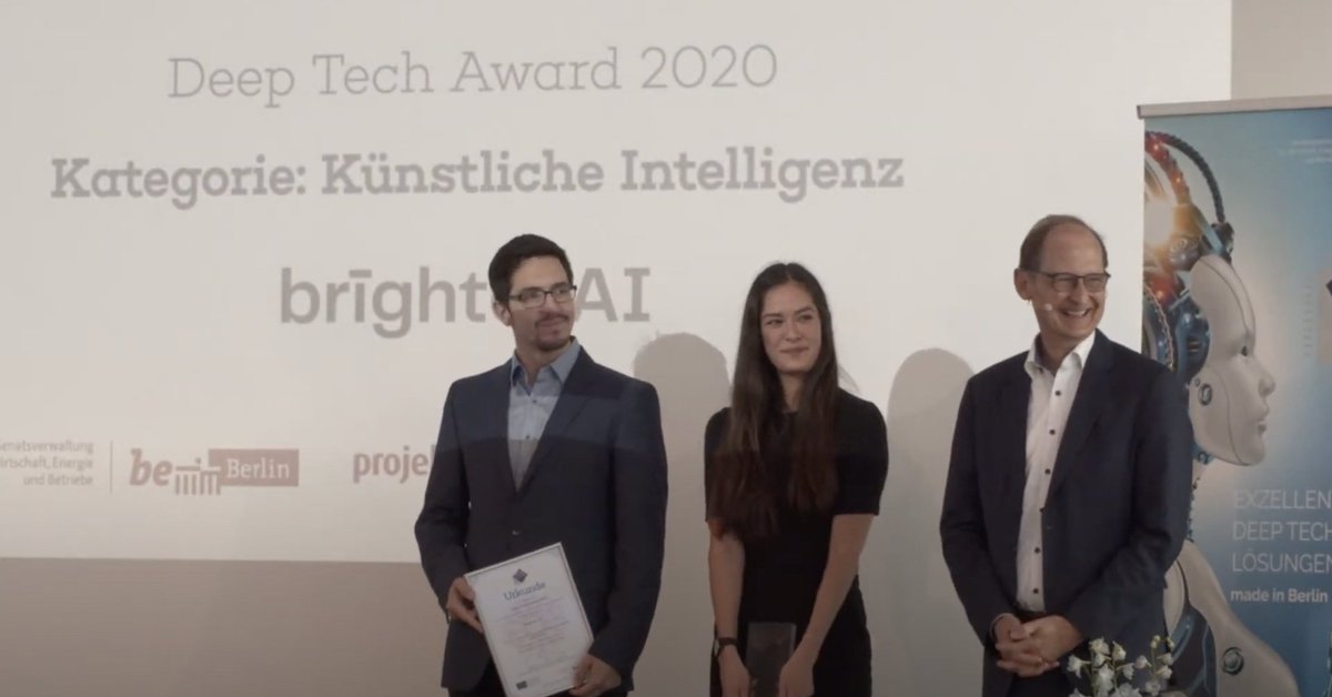 brighterAI's tweet photo. Proud to announce that we won the #DeepTechAward2020 in the category #artificalintelligence! https://t.co/cDqkvWvQIk