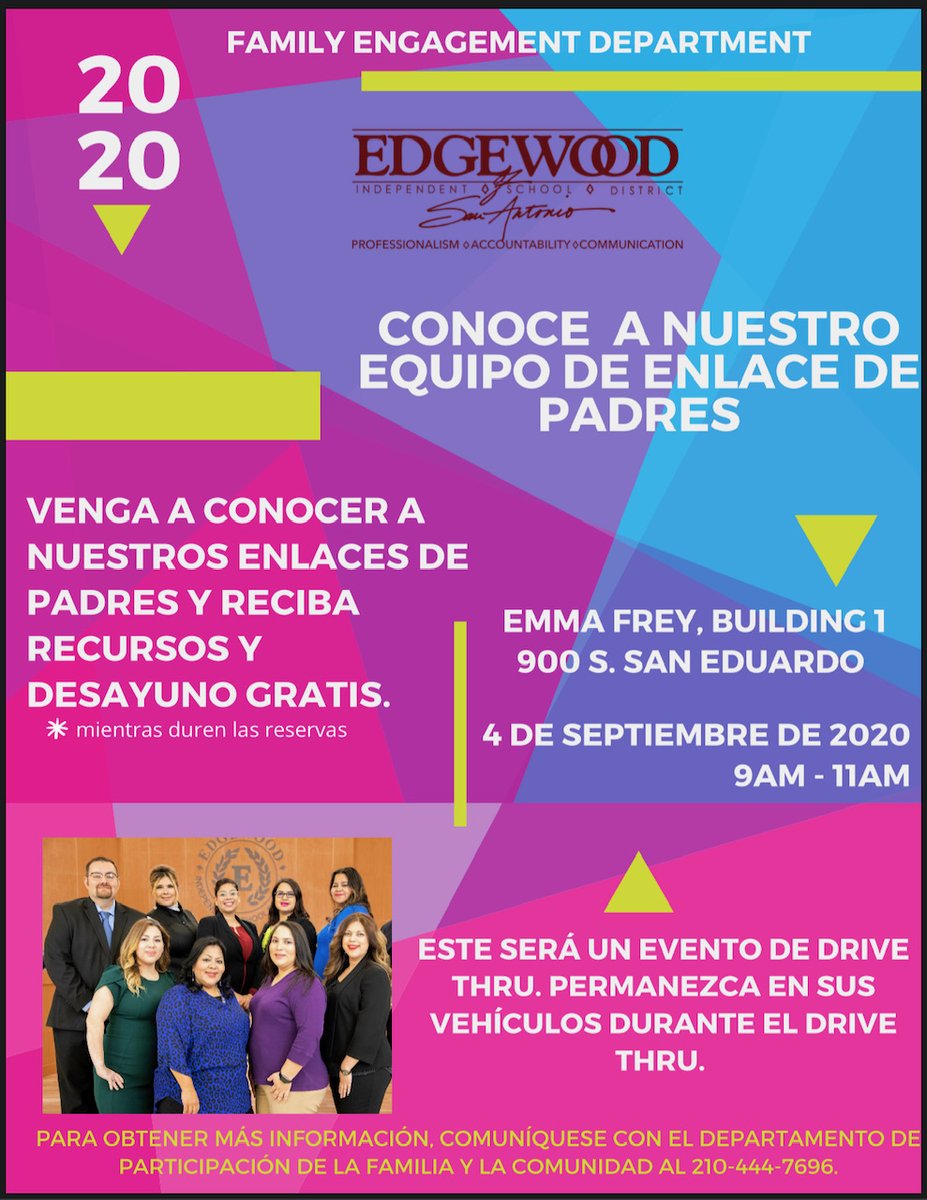 George Garnica (@eisdfe) on Twitter photo We want to meet you! Join us on Friday, Sept 4th from 9am-11am for a drive thru event. Pick up your free family resources and a breakfast taco. We hope to see you! <a href="/EISDofSA/">Edgewood ISD</a> <a href="/EISDPDofSA/">Edgewood ISD PD</a> #EISDFamilyEngagement #EISDUnited #EISDProud We want to meet you! Join us on Friday, Sept 4th from 9am-11am for a drive thru event. Pick up your free family resources and a breakfast taco. We hope to see you! <a href="/EISDofSA/">Edgewood ISD</a> <a href="/EISDPDofSA/">Edgewood ISD PD</a> #EISDFamilyEngagement #EISDUnited #EISDProud