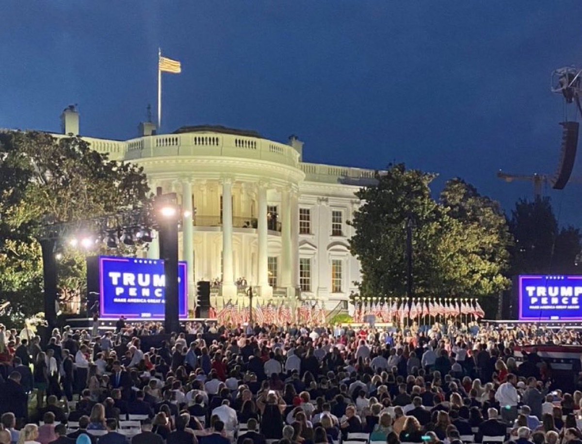 JustinWolfers's tweet photo. How are universities meant to persuade students not to risk parties when the first frat to violate those rules is... The White House. https://t.co/pzV3MBkrcA