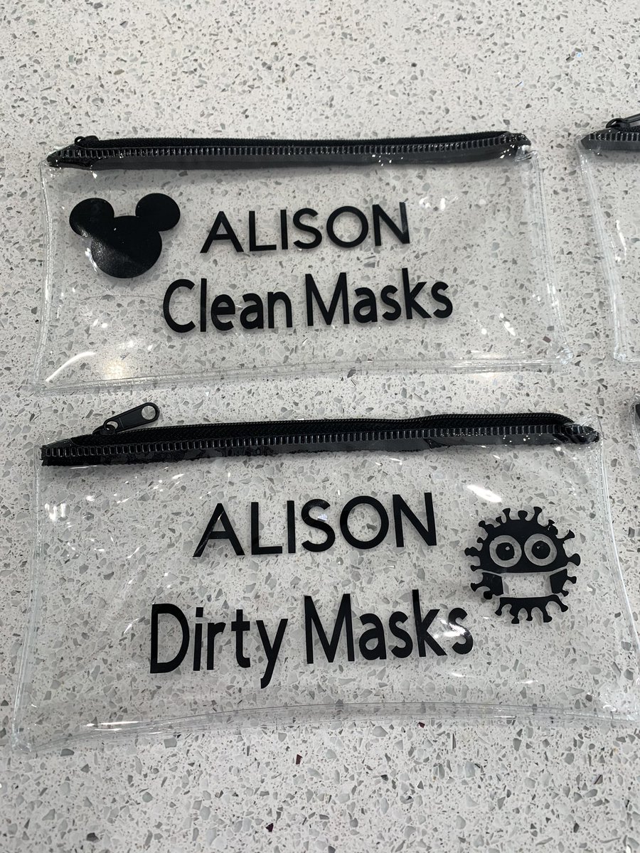 Personalised face mask holders £3.50 each or £6 for two collection from wigston or £1.80 postage can do various colours and styles 
Just pm me and I will show you proof before making the price is for one holder only eg clean masks no mask included