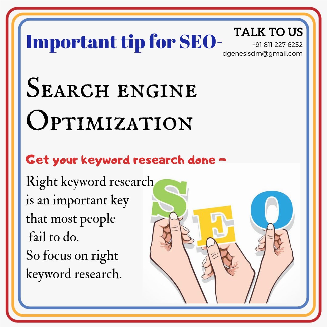 Dgenesis_in's tweet photo. This is the time-tested first step in search engine optimization (SEO) for any website.

Reach out to us to get your keyword research with our Seo expert✔️
8112276252
#seo #seoexpert #keywords #digitalmarketing #digitalmarketer #advertisingagency #seotools #supportsmallbusiness https://t.co/wurOxGpq5z