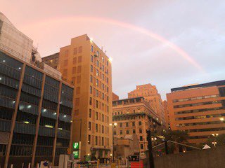 RichWebster215's tweet photo. Thanks to Jeff, one of our @TJUSecurity team members for sharing this shot!  A rainbow over our campus....@TJUHospital #hope #thanks https://t.co/nd57r5HKQm