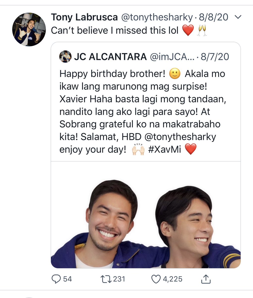 ...remember when Tony missed JC’s heartfelt bday greeting in twitter but JC just replied with hearts? This also equates to, yeah, I understand, you don’t even notice me. no time for me. char. 