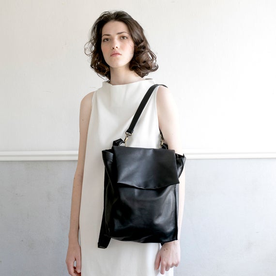 CyanBags's tweet image. Leather Shoulder / Backpack Bag, Black Leather etsy.me/302OjyN #womeneverydaybag #studentbackpack #schoolbag #leathertote