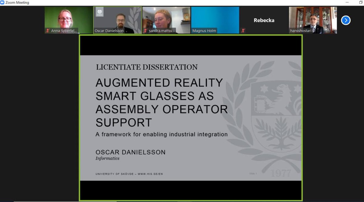 Very interesting pre-lic seminar by Oscar Danielsson today <a href="/INGSkovde/">Sch. of Engineering</a> <a href="/HogskolanSkovde/">Högskolan i Skövde</a> on the topic of Augmented Reality.