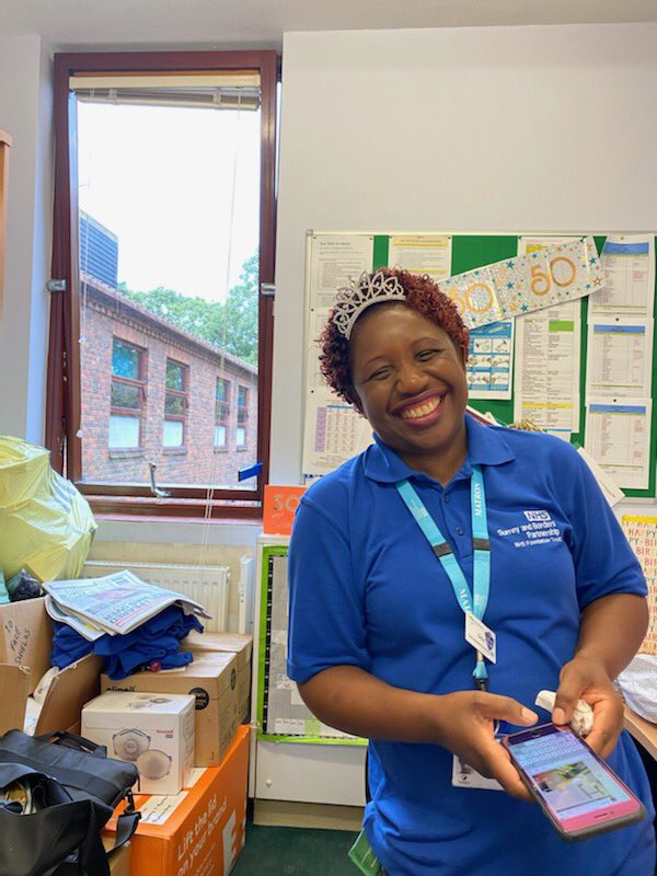 Celebrating 🥳 with our lovely Sima for her 50th! <a href="/MagamaSima/">Sima Magama</a> <a href="/NursingSabp/">Nursing_SABP</a> <a href="/sabpNHS/">Surrey and Borders Partnership NHS Foundation</a> <a href="/ClaireC91144502/">Claire Clifford</a> <a href="/heathercaudle/">Professor Heather Caudle</a> <a href="/MaryPfende/">Mary Pfende</a>