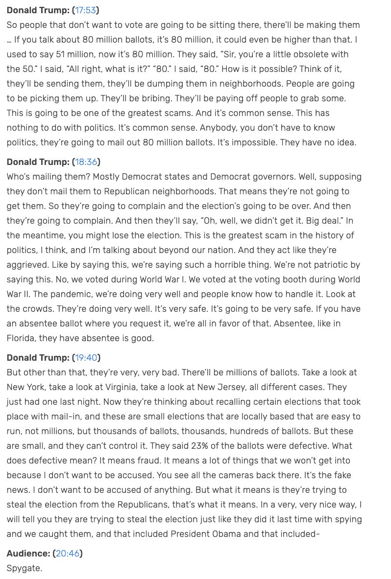 6/ "But what it means is they’re trying to steal the election from the Republicans, that’s what it means."