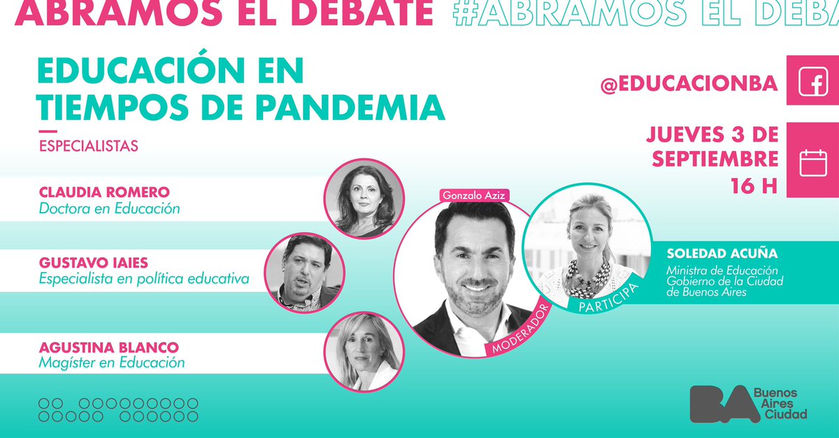 Estamos convencidos/as de que la educación es una herramienta de transformación y progreso. Te invitamos a este encuentro con especialistas que hablarán sobre los desafíos educativos.  
📅 Jueves 3/9 a las 16 h 🤳🏻 En vivo por el Facebook de <a href="/EducacionBA/">Ministerio de Educación de Buenos Aires Ciudad</a> #AbramosElDebate