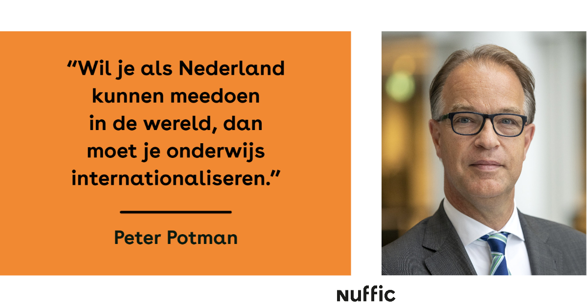 "Nederlandse bedrijven hebben mensen met internationale ervaring nodig. We verdienen een derde van ons bbp in het buitenland. De belangen zijn gigantisch.” Dit zegt Peter Potman, plv. dir-generaal Buitenlandse Economische Betrekkingen van <a href="/MinBZ/">Ministerie van Buitenlandse Zaken</a>. 

nuffic.nl/actueel/intern…