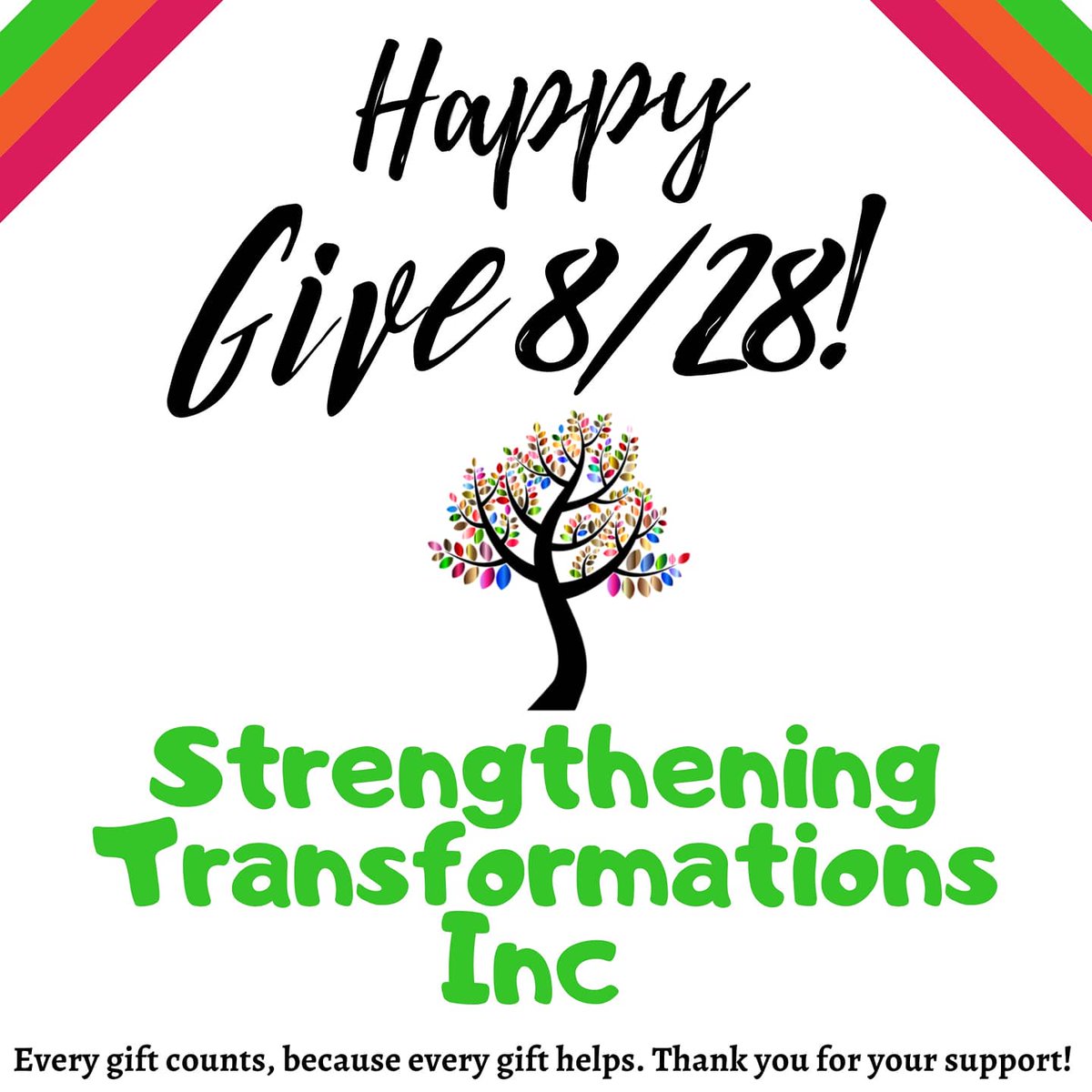 Today is #Give828 day and #StrengtheningTransformations is taking part this year! We have a $1000 goal to help fund workshops/programs for our women and girls to #breakgenerationalcurses and we welcome you to be part of the solution! #Thankyou #YouRock 
give828.org/story/Changeth…