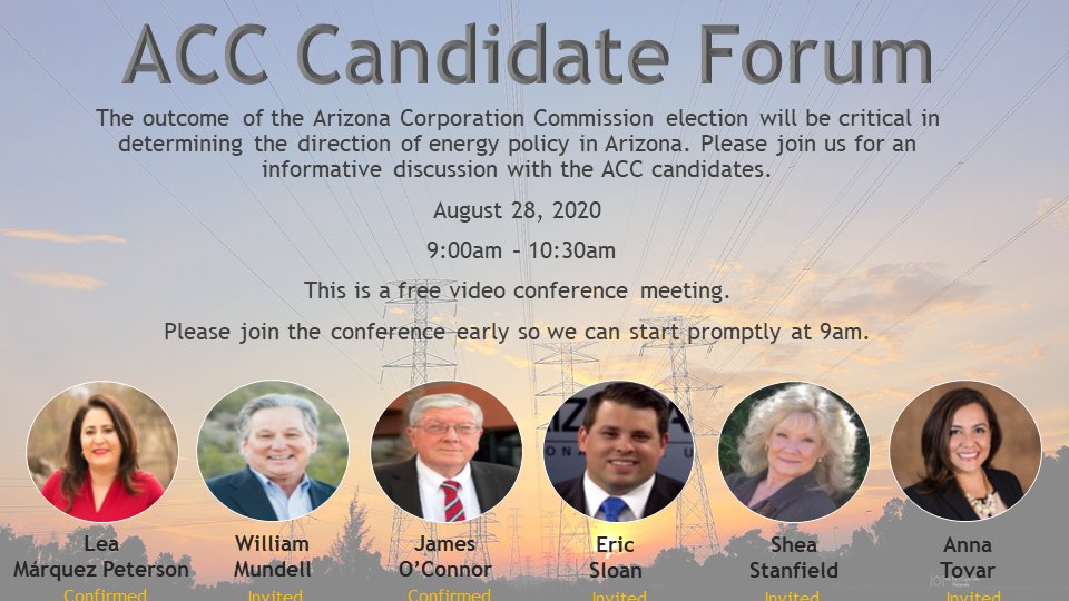 AzSmartCities's tweet image. Join The #AEC @Az_Energy Today @ 9.00 am for the @CorpCommAZ Virtual Candidate Forum. @LeaPeterson,  @Mundell4CorpCom, @sheastanfieldaz @AnnaTovarAZ , Jame O&apos;Connor, Eric Sloan - REG: arizonaenergyconsortium.com/initiatives/