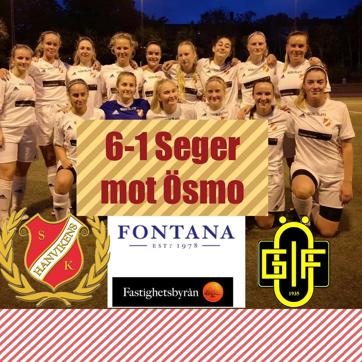 Yes andra raka segern för för Hanvikens SK fotboll damer i 3B säsongen efter 6-1 mot Ösmo borta ikväll 👍 Hanvikens SK fotboll damer kliver upp i serieledning med kvällens seger ❤❤ STORT grattis 👍 Kram Hanvikens SK fotboll ❤