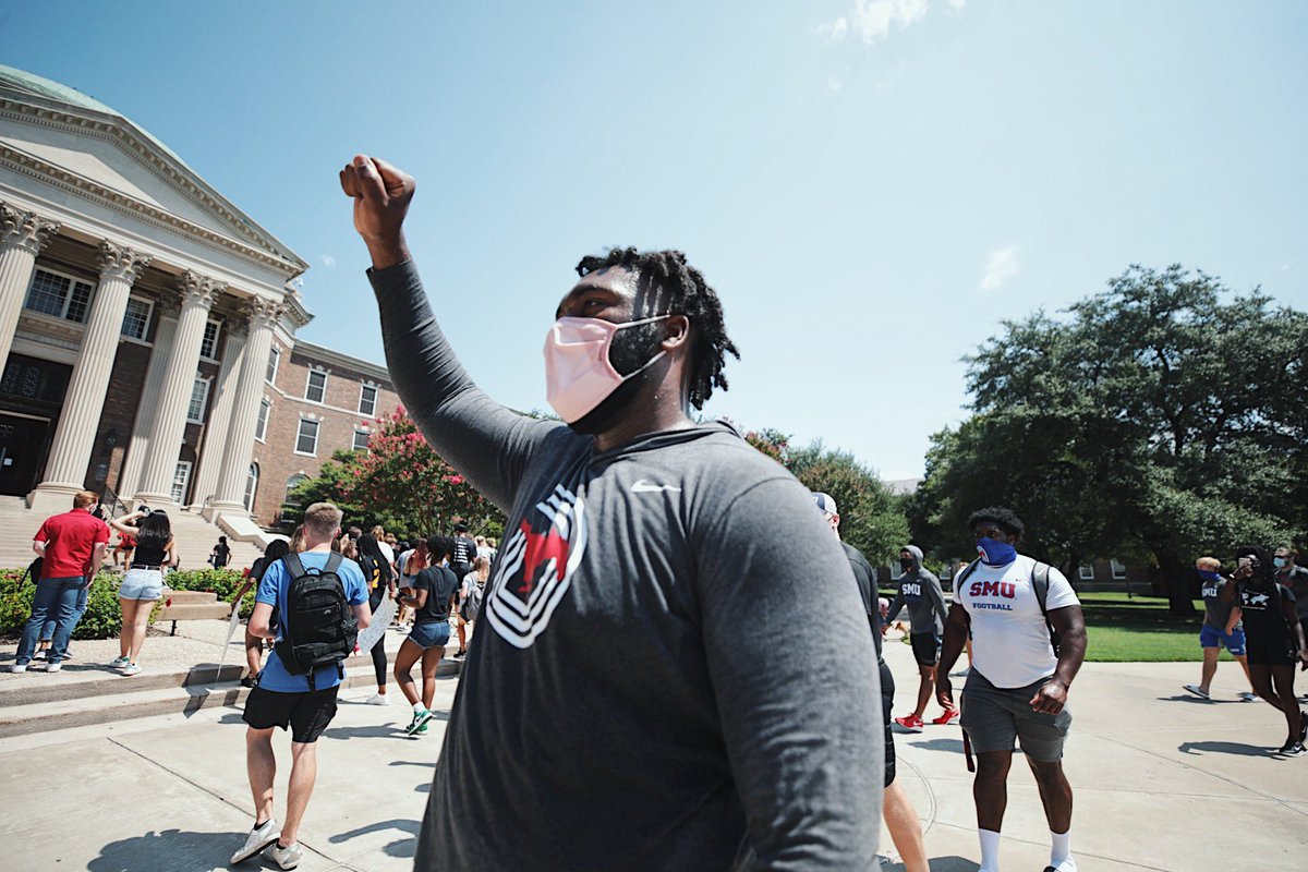 jackmayofilms's tweet image. Student Athlete March at SMU today. #BlackLivesMatter