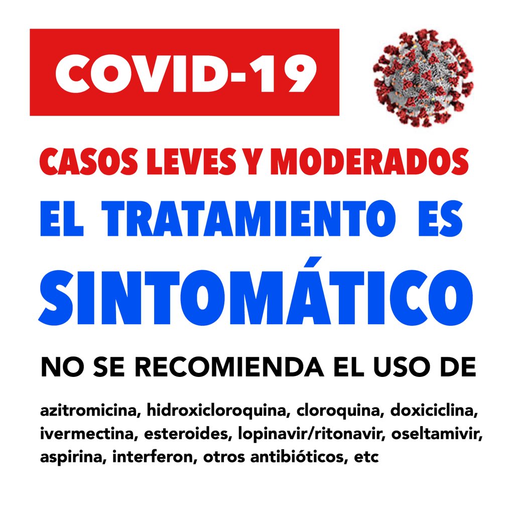 svinfectologia's tweet photo. COVID-19: TRATAMIENTO DE CASOS LEVES Y MODERADOS.

Con COVID-19 se ha establecido que alrededor del 40 % de los infectados no desarrollan síntomas, son asintomáticos, y en este caso no se requiere de ningún tratamiento, solo aislamiento en casa. https://t.co/DRs8G44prL