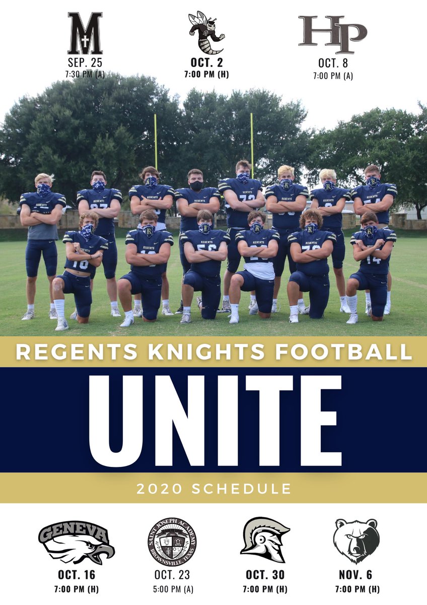 Regents Varsity Football 2020. Are you ready, Rowdy Nation?! 

#UNITE