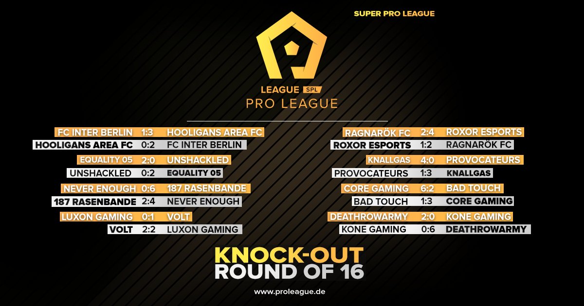 PC

In der Grafik seht ihr die Ergebnisse aus dem Achtelfinale der #SPL . Wer holt sich diese Saison den Titel?

In the graphic you can see the results from the round of 16 of the #SPL. Who will take the title?

@ProClubsHub_
<a href="/eSportFA_FR/">ESPORT FOR ASSOCIATIONS</a>
<a href="/FPCAtwt/">FIFA Pro Clubs Association</a>
@LIPC_network
<a href="/FVPA_net/">FVPA.net 🇮🇹</a>