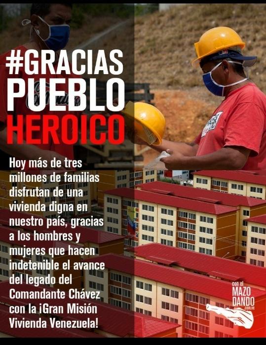 construpatriad1's tweet photo. La #GMVV es la más valiosa y significativa de todas las misiones sociales, porque dignifica a cada familia con techos dignos. #GraciasPuebloHeróico @NicolasMaduro @partidopsuv @GobLizeta @IMVillarroel1 https://t.co/B2uBfbEOHy