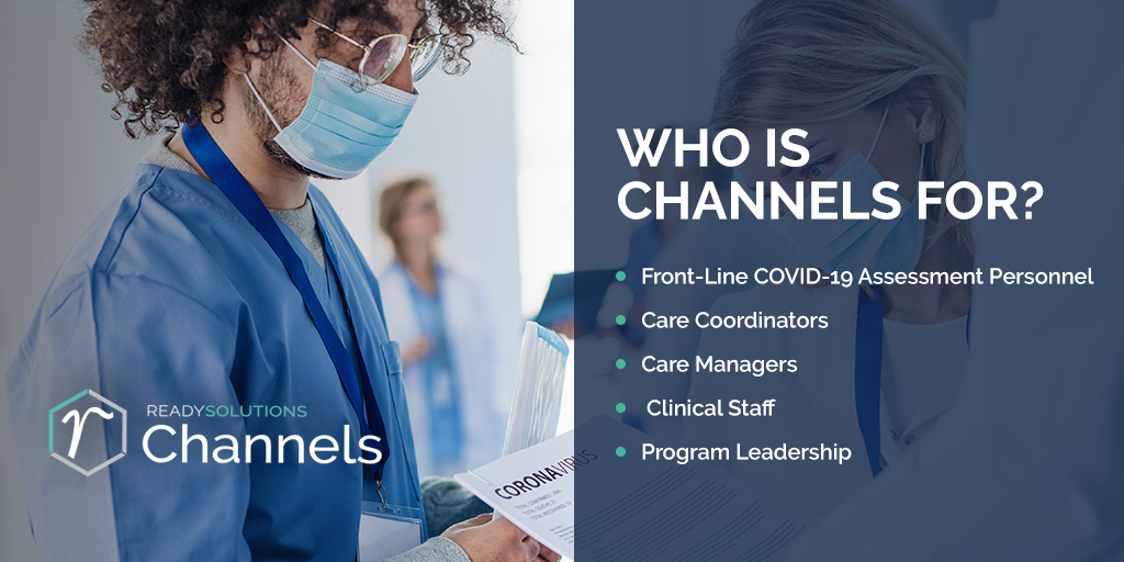 Ready_Computing's tweet photo. Channels provides an easy-to-use and extensible framework to define and optimize COVID-19 #screeningprotocols, leveraging real-time #clinicaldata to standardize workflows, and guide user actions. Learn More! https://t.co/PRrGWVmfhQ
#carecoordination #clinicalprograms https://t.co/9Lkzw0dupV