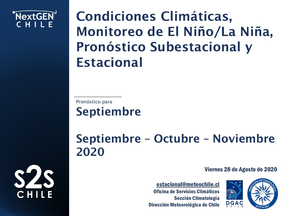 meteochile_dmc's tweet photo. En estos momentos se da inicio a la reunión mensual del Pronóstico Subestacional y Estacional que realiza @meteochile_dmc para el trimestre Septiembre-Octubre-Noviembre. 

#TiempoyClima #NextGenCHILE #QuédateEnCasa https://t.co/XAjr1UBA5S