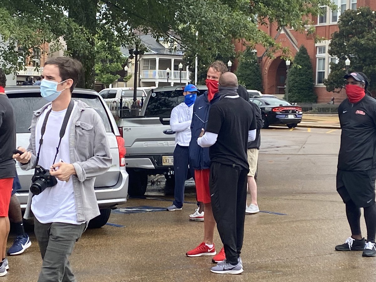 Lane Kiffin is also here for the Ole Miss team protest