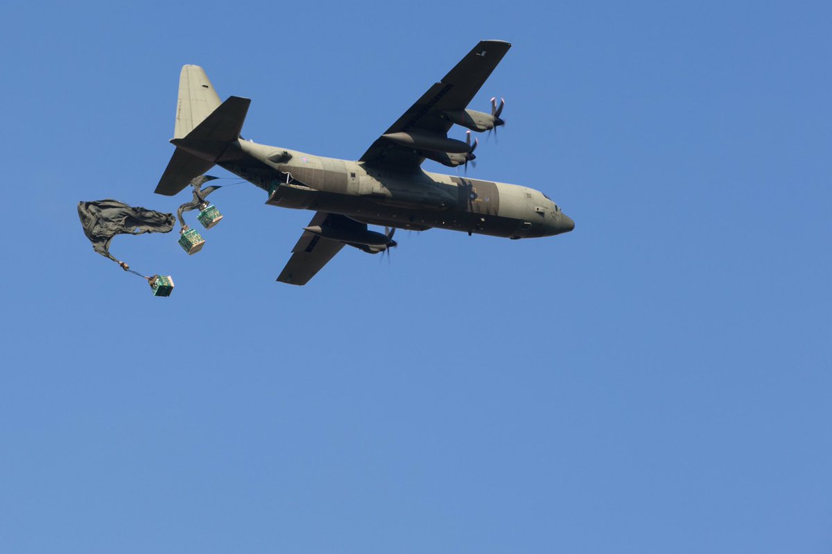 The CDS was dropped from a 47 Sqn  @RoyalAirForce  @LockheedMartin C-130J Hercules out of  @RAFBrizeNorton.Before the drop, the pilots conducted low-level training throughout the UK. A busy week for all involved as vital training currencies were met  