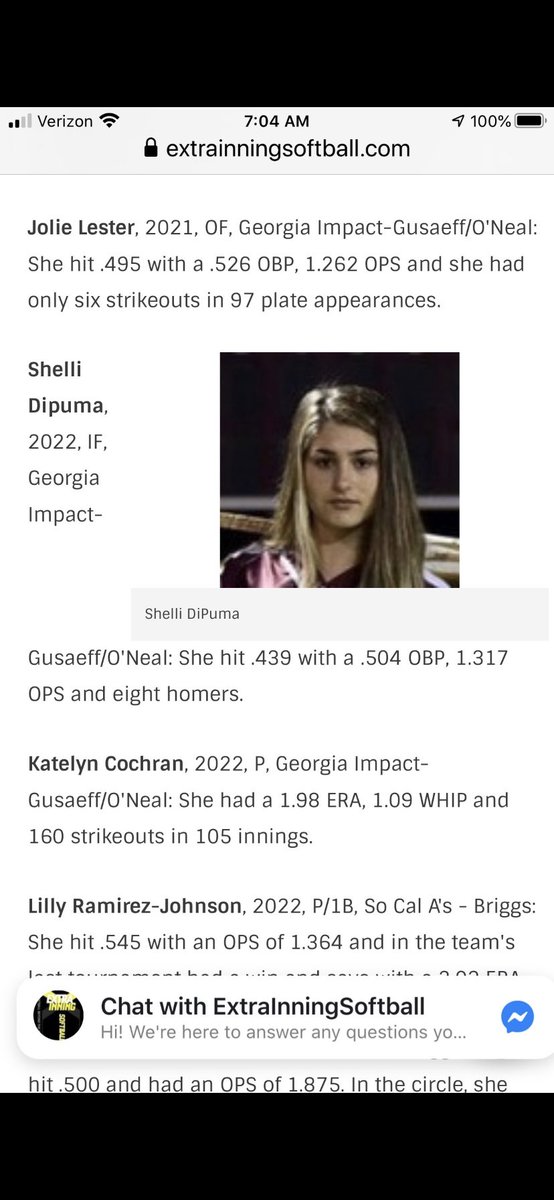 So thankful and honored to be nominated for the Extra Innings 16u All-Summer team!! @ExtraInningSB Also congratulations to my girls @jolielester2 and Katelyn! Can’t wait for fall season!!