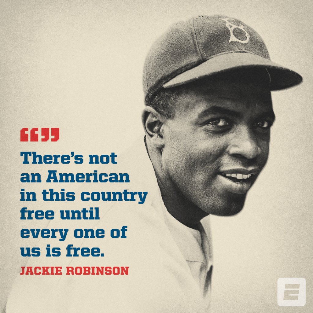 espn's tweet photo. A trailblazer and an icon. 

Jackie Robinson Day, which normally occurs on April 15, will be celebrated by MLB today. https://t.co/sAK0DmYP6n