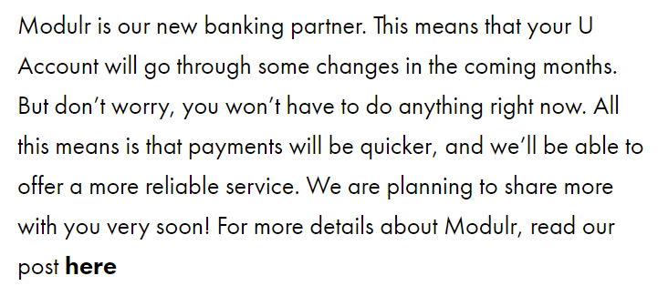 We've got some exciting news, a brand-new banking partner! 

uaccount.uk/modulr-announc…