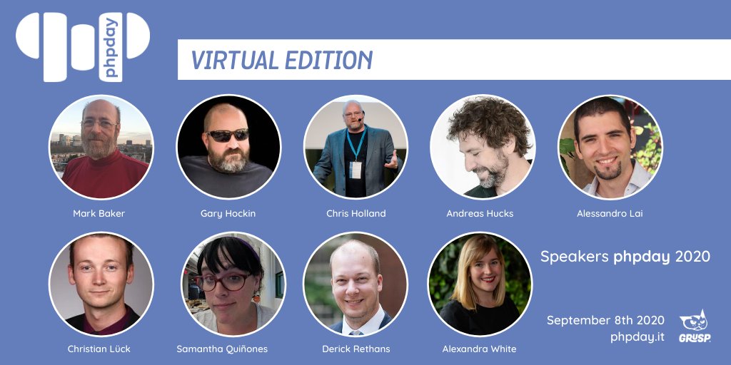 Are you ready for #phpday 2020 - Virtual Edition?

The line-up is complete <3 

<a href="/ieatkillerbees/">peelon musk</a> <a href="/AlessandroLai/">Alessandro Lai</a> <a href="/another_clue/">Christian Lück</a> <a href="/derickr/">Derick Rethans — @derickr@phpc.social</a> <a href="/Mark_Baker/">Mark Baker 🇪🇺 (@MarkBaker@phpc.social)</a> <a href="/meandmymonkey/">Andreas Hucks</a> <a href="/GeeH/">Gary Hockin</a> @heyawhite <a href="/chrisholland/">🟣 Chris Holland</a> 

🔎 2020.phpday.it/talks.html
🎟 phpday-2020.eventbrite.com

#phpday2020 #php #phpday