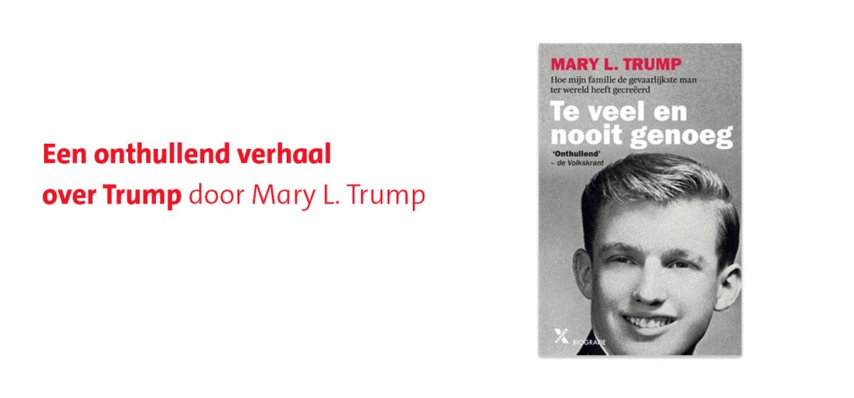 Nu verschenen: het onthullende portret van Donald J. Trump. Mary Trump, zijn nicht, schetst de duistere geschiedenis van haar familie, vol trauma's, destructieve relaties, verwaarlozing en psychische mishandeling: bit.ly/trump-genoeg-b…  #marytrump #teveelennooitgenoeg