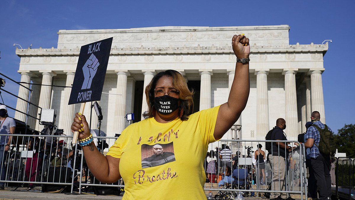 6abc's tweet photo. WATCH LIVE: Coverage of the 'Get Your Knee Off Our Necks' protest live from Washington, D.C. https://t.co/Af5PlNBYOr https://t.co/JbqrEX4RKD