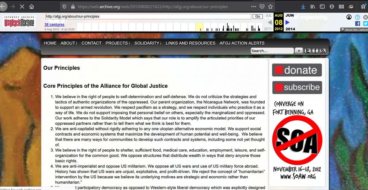 On their website Alliance for Global Justice admits they were founded to support "an armed revolution", meaning in Nicaragua.