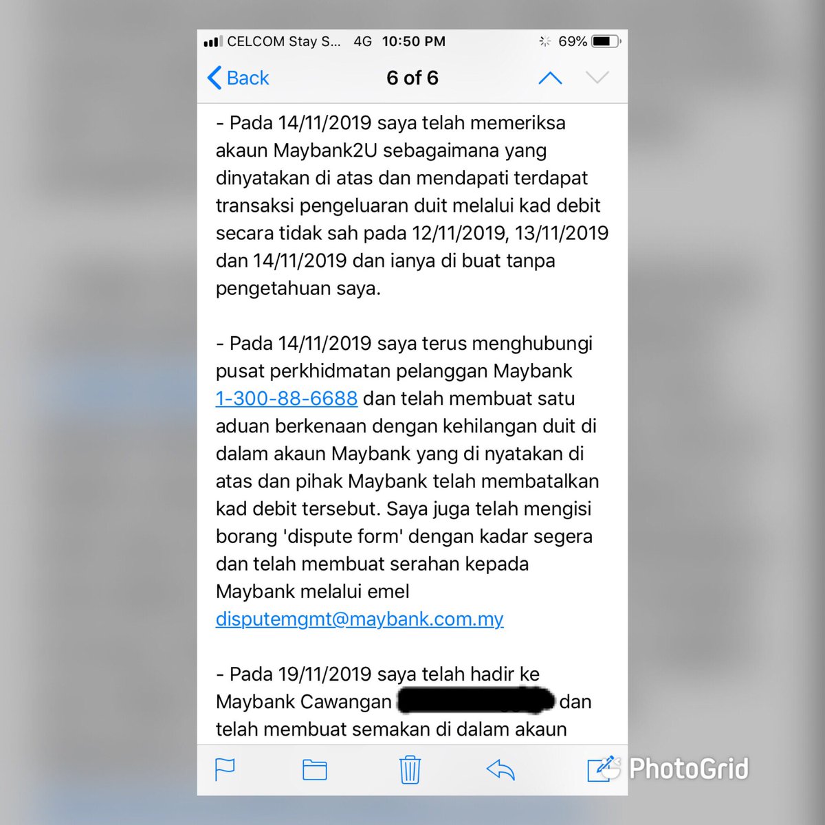lailalaleila's tweet photo. Gara2 tweet aku pasal duit hilang tu.maybank dah padam dah history debit card aku.Pd yg dm aku mtk sample mcmna nak send email pd bank,korang cerita lah ringkasan situasi yg korang alami. Ni sample email pd bank.hopefully dpt membantu korang yg dlm kebuntuan https://t.co/FJIkfofs9W
