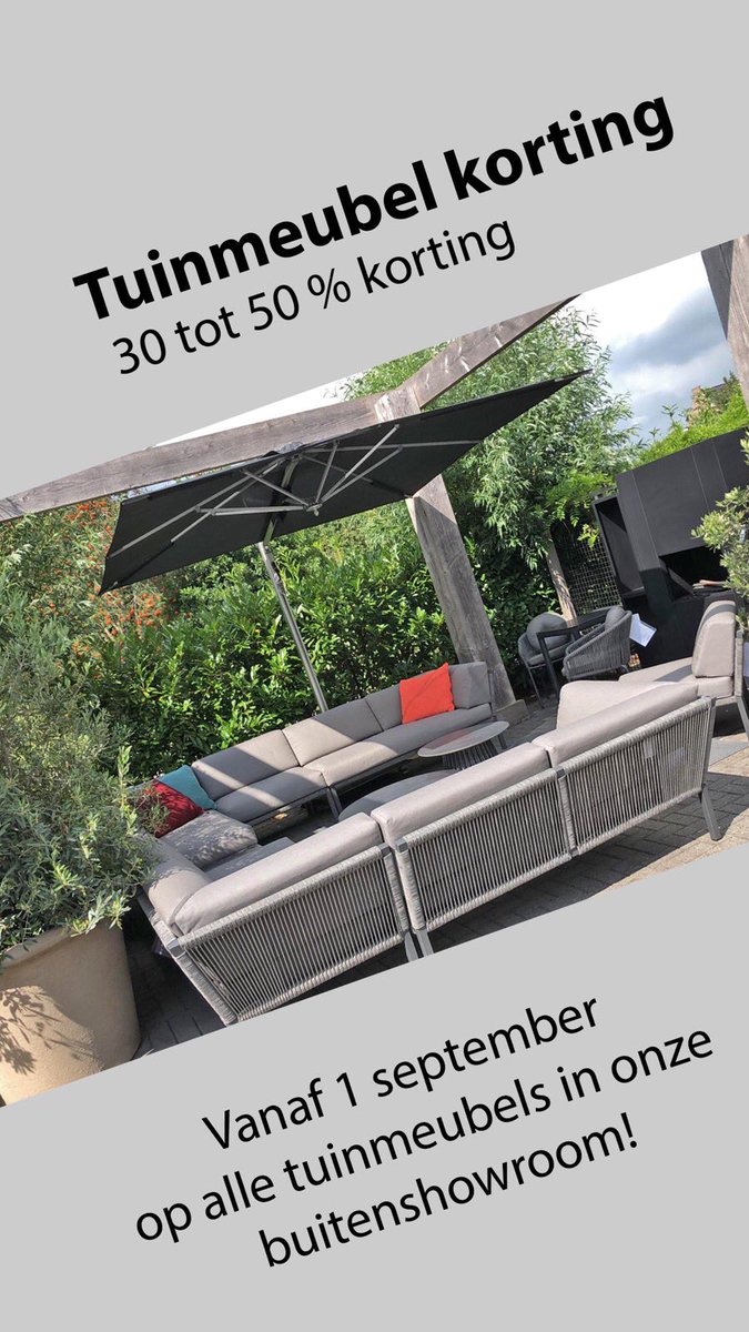 🏖🏖NAJAARSUITVERKOOP🏖🏖
Demomodellen uit onze showroom met kortingen oplopend tot 50% 
VANAF 1 SEPTEMBER!

Weg = Weg

#Umbrosa #Tuuci #Solpuri #RoyalBotania #Heatsail #PietBoon #Gloster #Outlet #Tuinmeubelen
