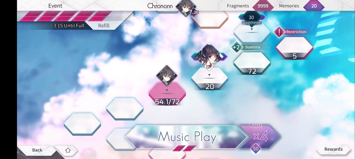 Gornox's tweet image. @arcaea_en who the hell thought this high value space was a good idea? I feel a bit scammed after spending dollar to get to the unlock on time just to see I need to spend another dollar... (Refill was not available.) Would be fine if we could see all spaces #arcaea #badgamedesign
