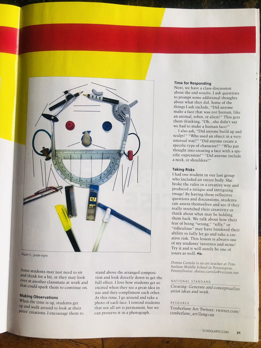 My article is in the September issue of School Arts! It can easily be applied to remote learning! 
#remotearted #remoteart