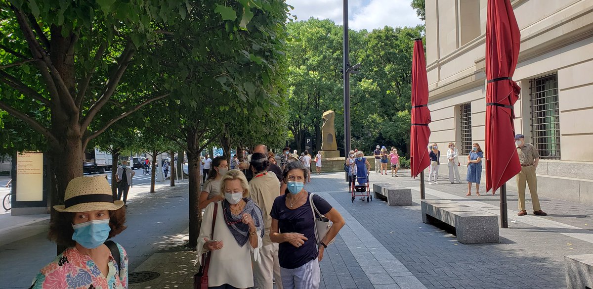 Social distancing, masks and temperature checks are in effect for today's <a href="/metmuseum/">The Metropolitan Museum of Art</a> Members Day. So happy it's open again! #welivehere