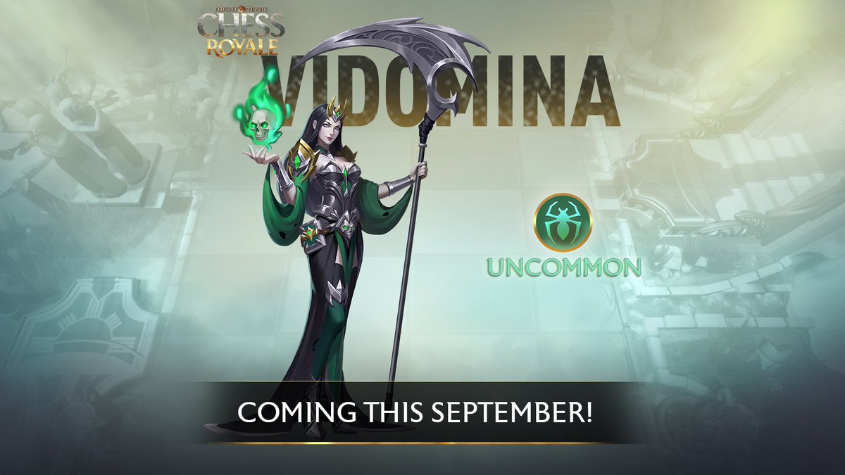 Vidomina is coming to #ChessRoyale to empower the Necropolis Faction! 🥳 💥 Vidomina's Battle Power: Every time an ally dies, they leave behind poison that can infect enemies, dealing damage to them until the round ends.