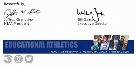 Read the #MIAA statement regarding Fall 2020 sport modifications
#OneTeamOneMIAA  <a href="/MASchoolsK12/">Massachusetts K-12</a> <a href="/MassEEA/">Massachusetts Energy and Environmental Affairs</a> 

==>miaa.net/contentm/easy_…