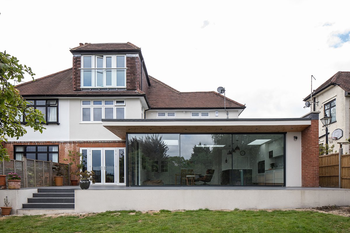 This is a recently completed project which incorporates a contemporary rear extension, with a projecting roof soffit. We also remodelled the internal layouts to provide an open plan family area. watch this space for more photos and videos of this project! #Architects#London#RIBA