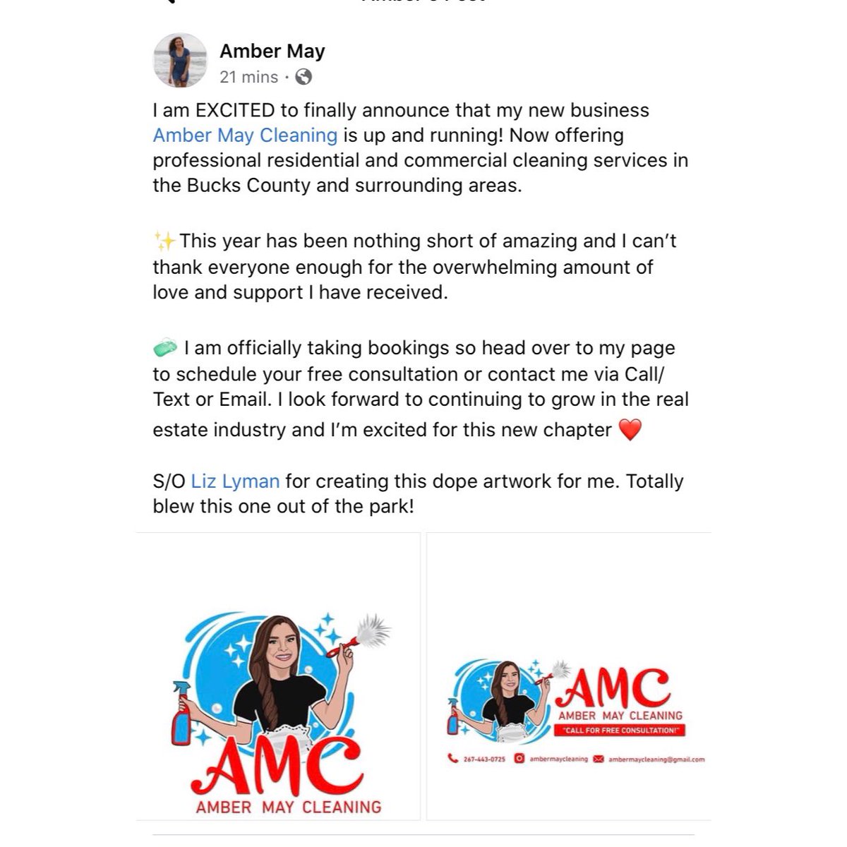 letlizcreate's tweet photo. #letlizcreate is always happy to see clients happy 😊#logos #graphicdesign #illustration #logomaking #amc @ambermaycleaning officially in business 🙌🏻 https://t.co/sGpklUGIkH
