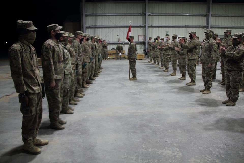 U.S. Soldiers from the 1-150th Cavalry Regiment @30thabct receive awards for their service as part of the ready reaction force while deployed in the @CENTCOM area of responsibility for @TFSpartan Aug. 27, 2020 (photos by Spc. Eugene Haynes IV).