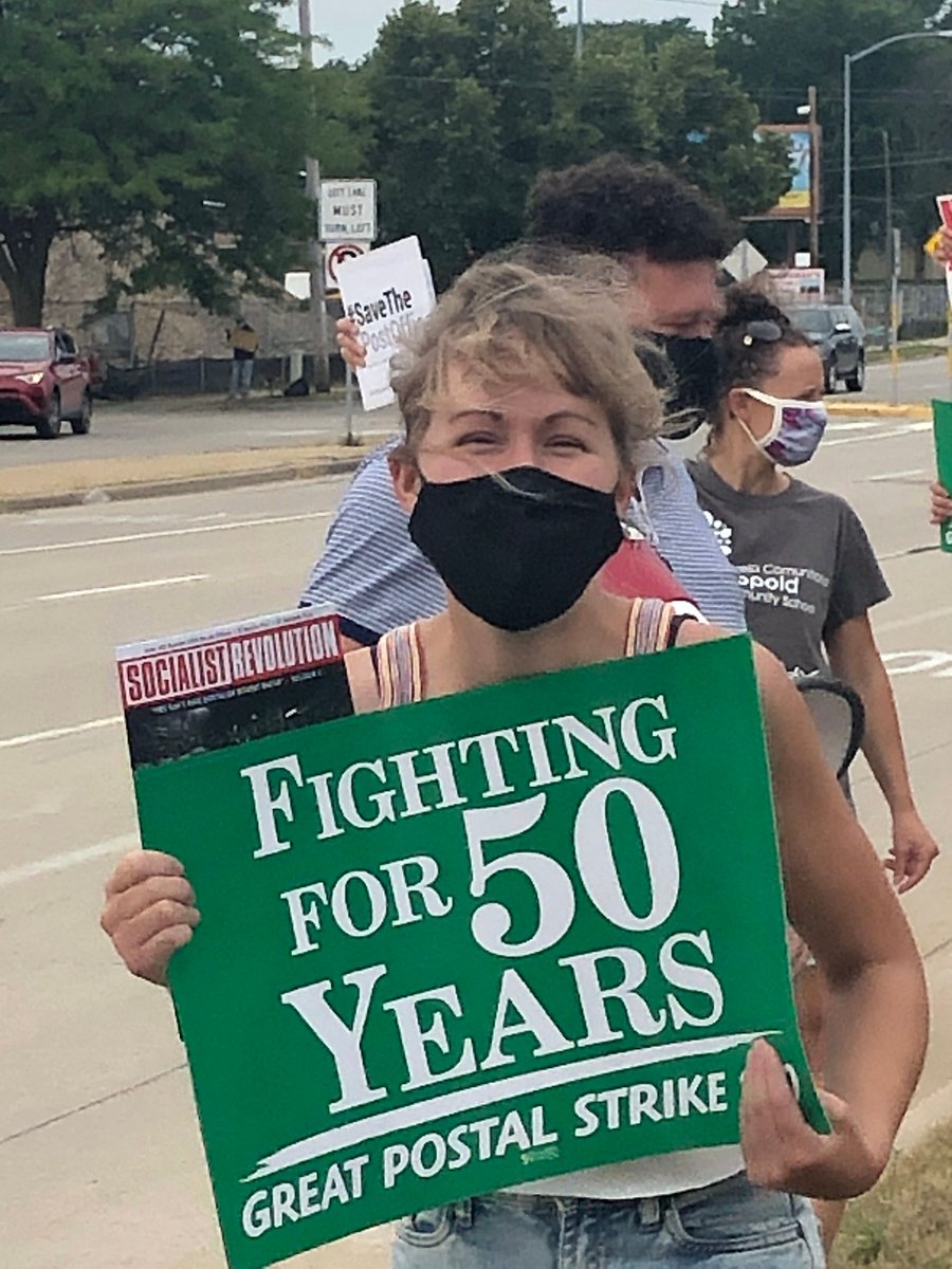 communistsus's tweet image. Our comrades in Madison went out to support the struggle of USPS workers at the &quot;Rally to Save the Post Office!&quot; 

Fire Louis DeJoy for his willful crimes against this essential public service! Fully fund the USPS and voting-by-mail!

#USPSProtests #Socialist #Revolution