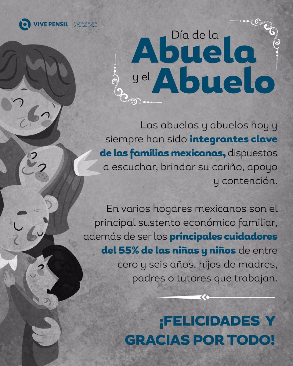 Hoy y siempre queremos felicitar y agradecer a todas las abuelas y abuelos que nos comparten su amor, tiempo, sabiduría, experiencia y muchas cosas más.

#VivePensil #DíaDelAbuelo