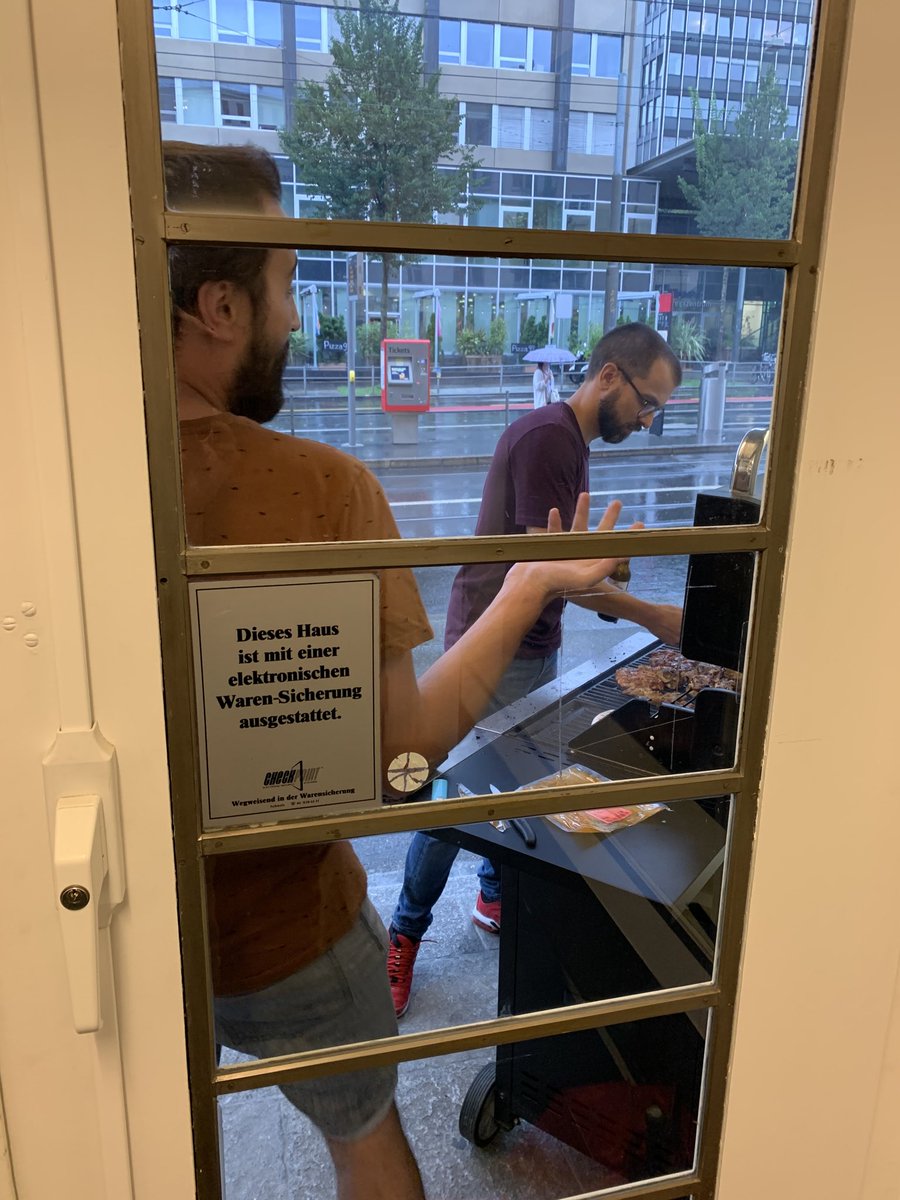 BBQ at ⁦<a href="/spoud_io/">spoud.io</a>⁩ . Not the best weather, but doesn‘t matter 🎉💃🍺